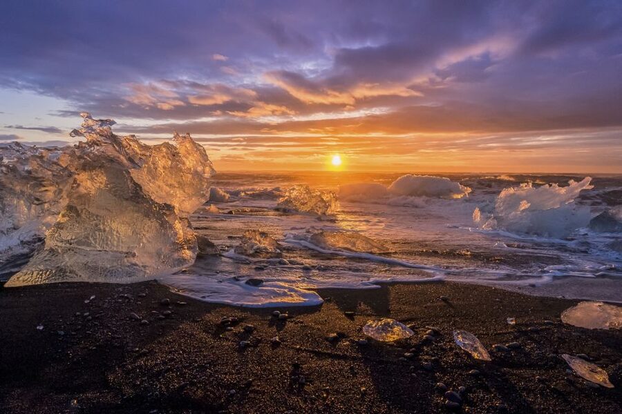 From Reykjavik 2-Day South Coast Tour with Blue Ice Cave - Jökulsárlón and Diamond Beach, the visual payoff