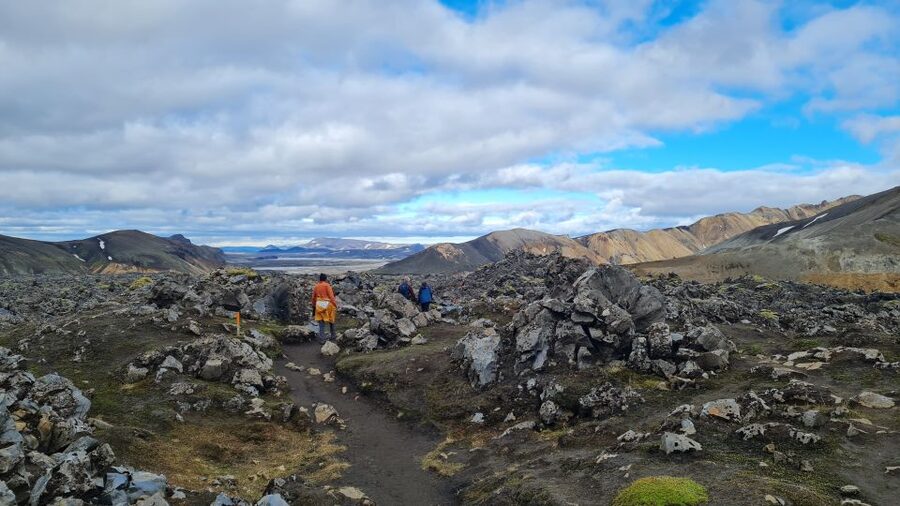 From Reykjavik: Highlands Jeep Tour & Landmannalaugar Hike - Ljótippollur brings a red crater into the picture