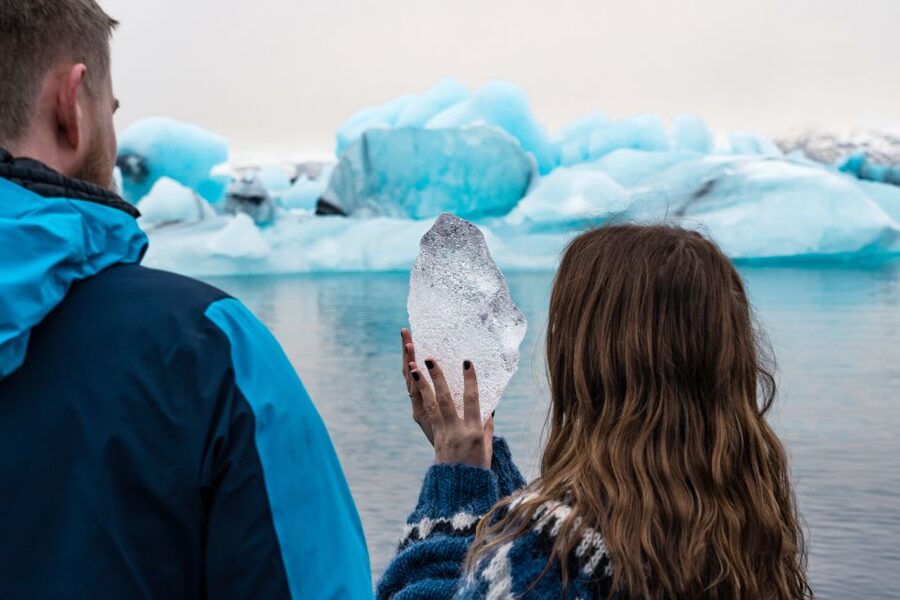 From Reykjavik: Jökulsárlón Glacier Lagoon and Diamond Beach - Diamond Beach: black sand and pieces of glacier ice