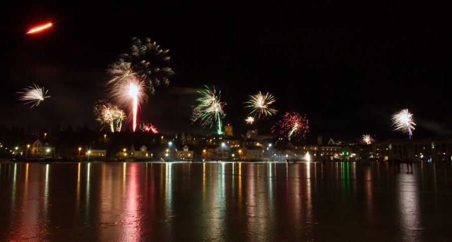 From Reykjavik: New Years Fireworks by Boat - The midnight toast and onboard atmosphere