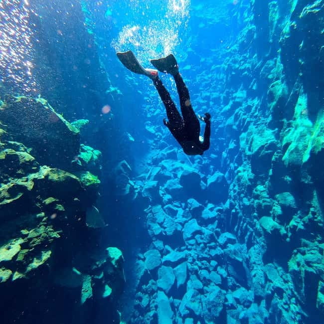 From Reykjavik: Silfra Snorkeling with Free Photos - The blue lagoon at the end