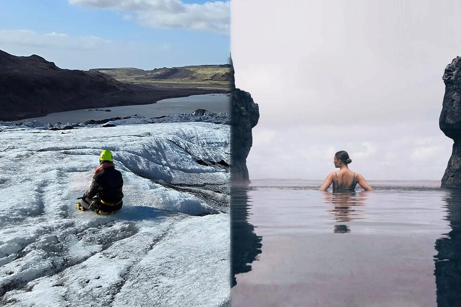 Glacier Hike, South Coast Iceland, Black Beach & Sky Lagoon - Walking across Sólheimajökull