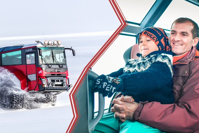 Red Glacier Monster Truck on Langjokull Glacier from Gulfoss - Hot drinks, kleina, and glacier water
