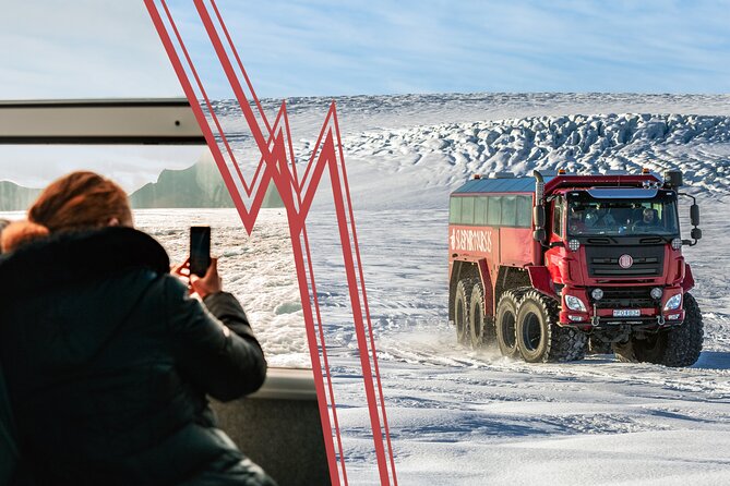 Red Glacier Monster Truck on Langjokull Glacier from Gulfoss - Who will enjoy this glacier outing